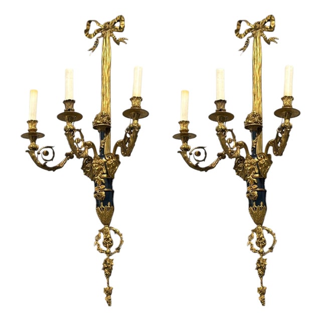 Henry Dasson Attr., Louis Xvi, Wall Sconces, Bronze, France, 1860s For Sale
