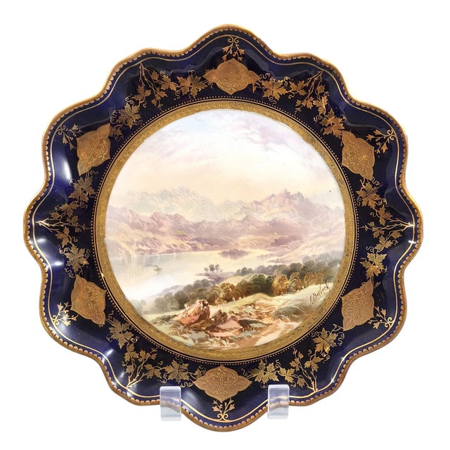 Goldenrod Porcelain View Service Plates by J. J. Birbeck for Aynsley, 1888, Set of 4 For Sale - Image 8 of 18