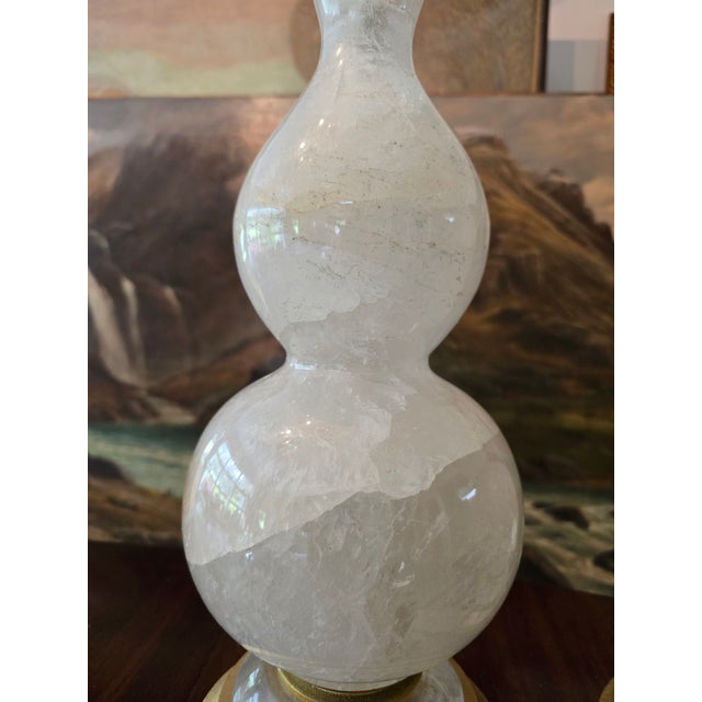 Stone 1990s Post Mid Century Modern Pair Rock Crystal Lamps - a Pair For Sale - Image 7 of 9