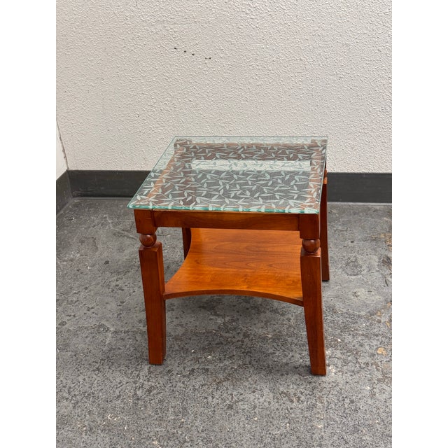 Wood Custom Wood + Glass Side Table For Sale - Image 7 of 12