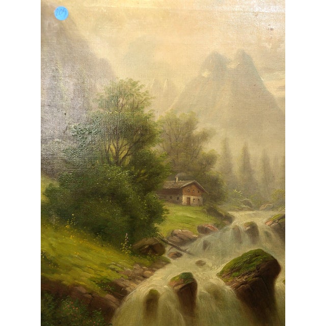 Early 20th Century Original Oil on Canvas – Realistic Babbling Brook & Forest Scene, Framed For Sale - Image 4 of 6