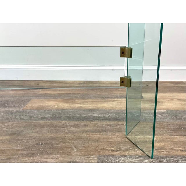 Mid-Century Modern 1970s Attributed to Leon Rosen for Pace Collection Glass & Bronze Console Table For Sale - Image 3 of 11