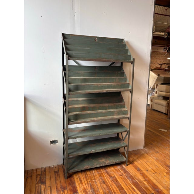 Mid 20th Century Vintage Industrial Metal Shop Display Shelving Unit For Sale - Image 5 of 12
