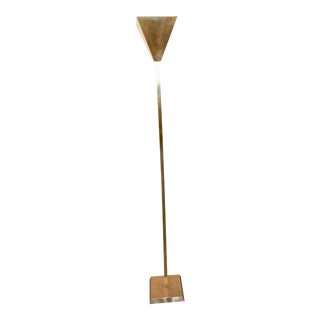 Vintage Brass Torchiere Floor Lamp For Sale