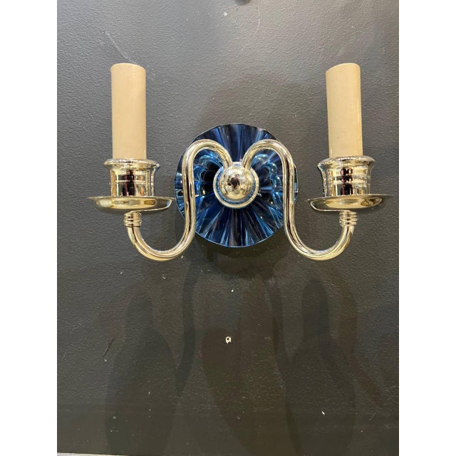 1930s French Cobalt Blue Mirror Sconces - a Pair For Sale In New York - Image 6 of 6
