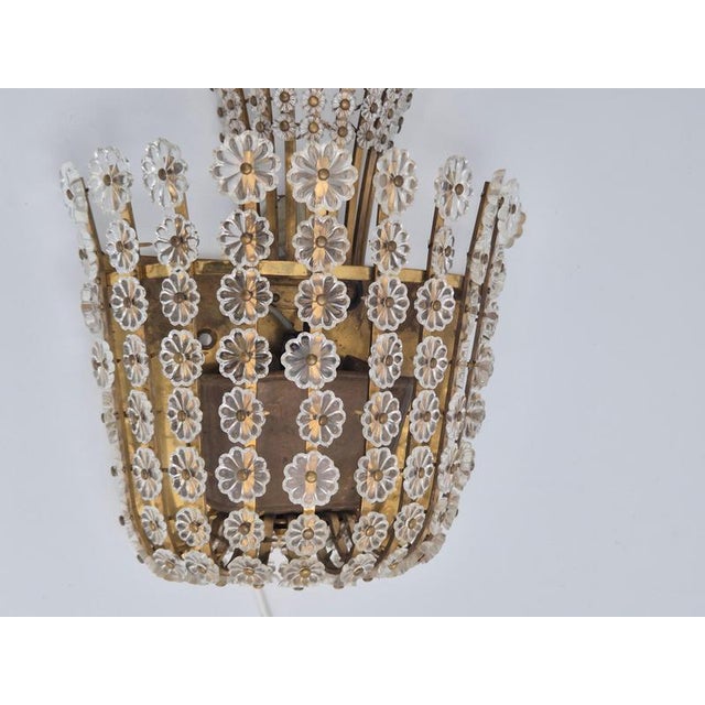 Swedish Modern Wall Light in Brass with Flower Decor, 1950s For Sale - Image 4 of 15