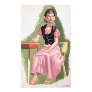 1956 Braun Watercolor Portrait Painting of a Lady