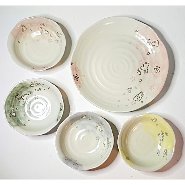 2000s Hand-Thrown Bunny Pottery Serving Set - 5 Pieces For Sale - Image 6 of 6
