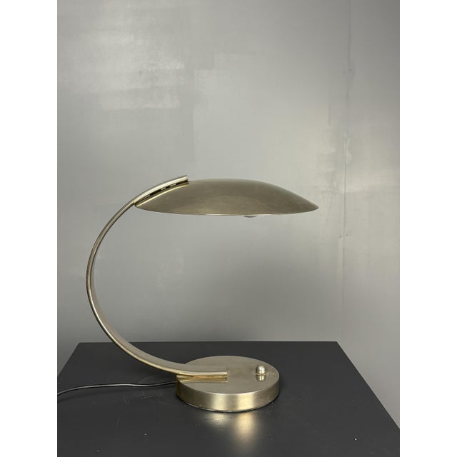 French Art Deco Nickel Arc Table Lamp by Pierre Disderot for Soka, France, 1970s For Sale - Image 10 of 17