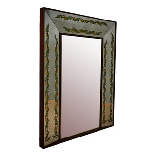 Walnut Wood and Mirrored Glass Wall Mirror by Luigi Brusotti, 1940s For Sale