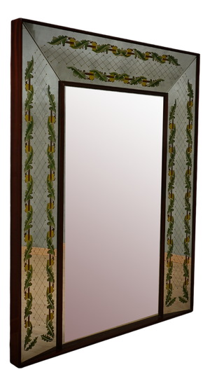 Walnut Wood and Mirrored Glass Wall Mirror by Luigi Brusotti, 1940s