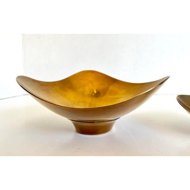 1960s Pair of Raymor Organically Shaped Brass Finger Trinket Bowls For Sale In Los Angeles - Image 6 of 12