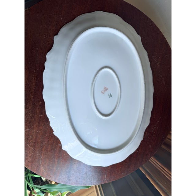 Late 19th Century, Elite Works Limoges France Porcelain Serving Platters Green Floral Garland Scalloped Edge - a Pair For Sale - Image 11 of 12