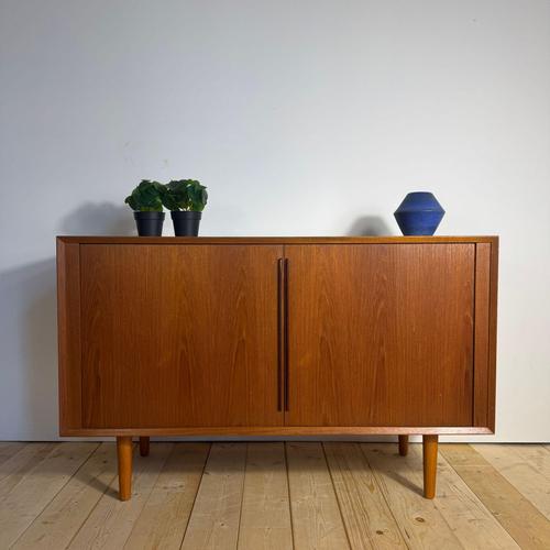 Teak Sideboard with Retractable Doors by Kai Kristiansen Denmark, 1960s For Sale - Image 11 of 11