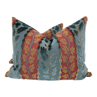 Brunschwig & Fils "Bertram Figured Velvet" in Twilight 16"x20" Pillows-A Pair For Sale