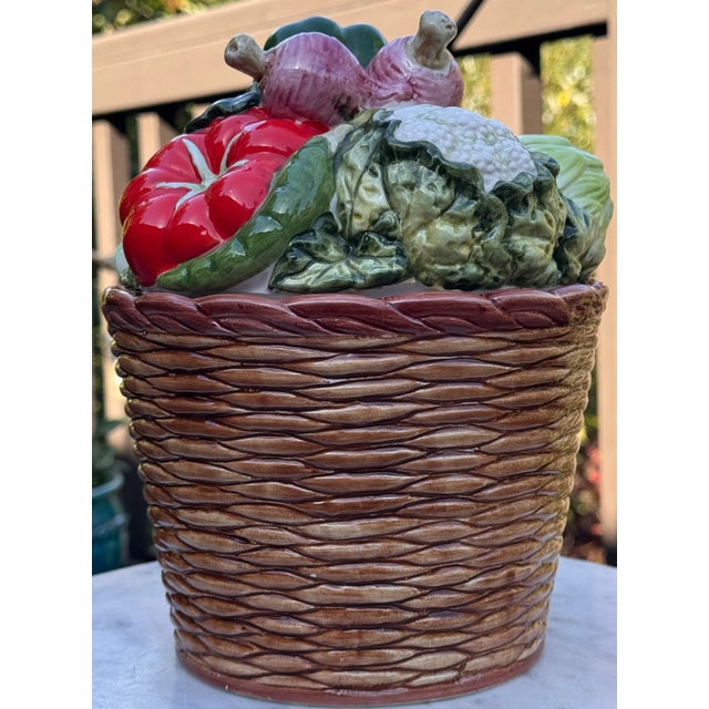 Brown LastCHANCE!Mid-Century Holt Howard Style Trompe L’Oleil Basket of Vegetables For Sale - Image 8 of 17