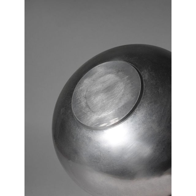 Polished Aluminum Bulbous Vase, 1980 For Sale - Image 4 of 6