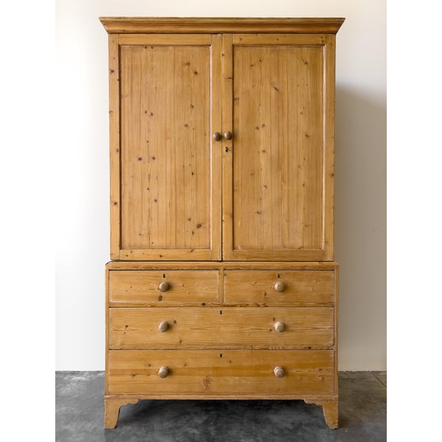 Mid 19th Century Antique Linen Press, Storage Cabinet With Drawers For Sale - Image 5 of 12