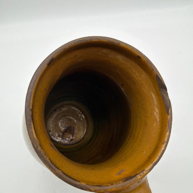 19th Century French Regional Slipware Earthenware Pitcher With Tulip Motif For Sale - Image 6 of 17