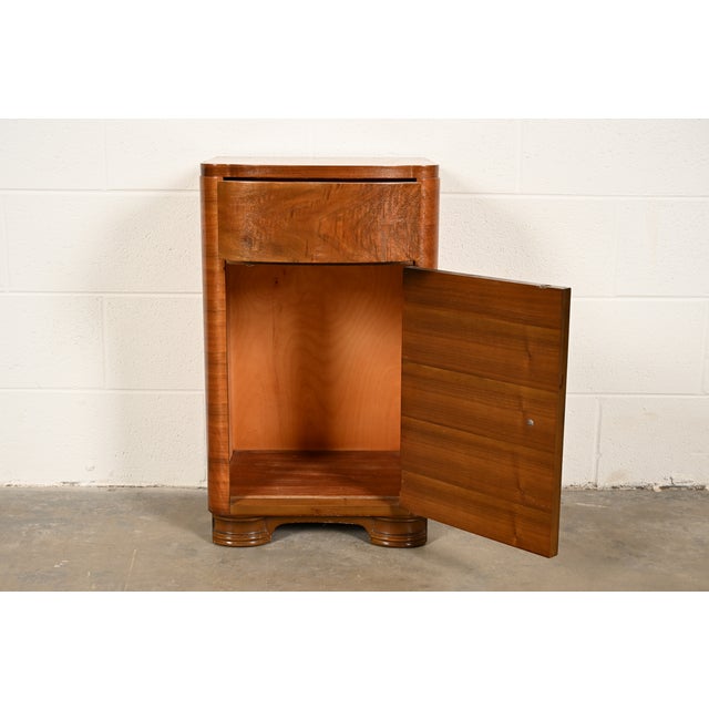 1930s Donald Deskey Style Art Deco Burl Wood Nightstand, Circa 1930s For Sale - Image 5 of 18