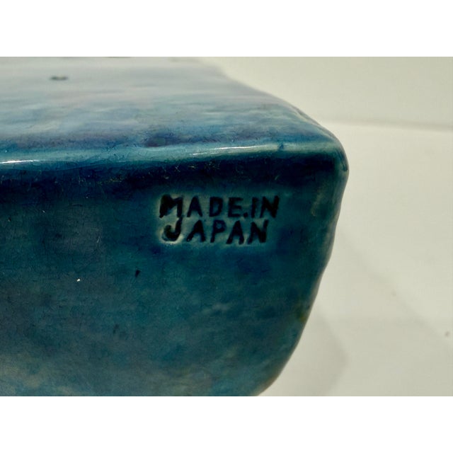 Ceramic Japanese Majolica Wall Pocket Vase Dogwood Flowers White Plum Tree Bark For Sale - Image 7 of 9