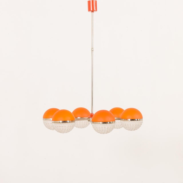 Italian Space Age Chandelier with Crystal Glass Shades, 1970s For Sale - Image 4 of 18