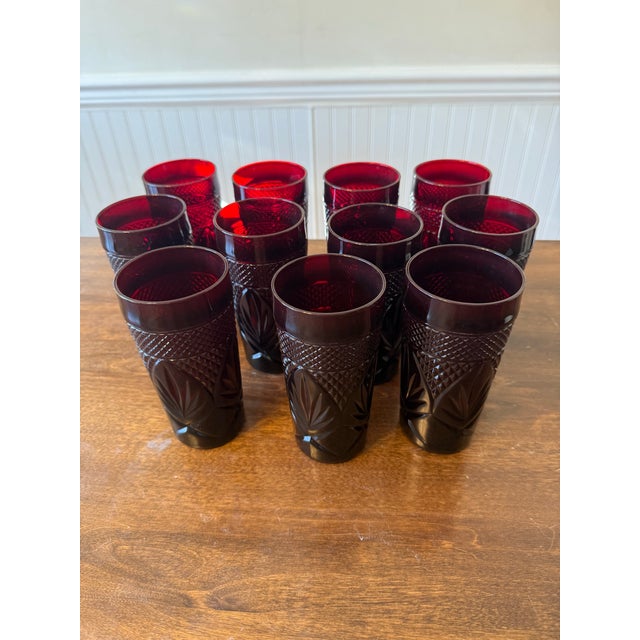 Ruby Red Mid 20th Century Traditional Cristal D’Arques Durand Ruby Red Tumblers - 11pcs For Sale - Image 8 of 12
