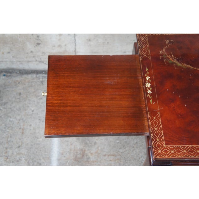 Mid 20th Century Chinese Chinoiserie Ming Style Side Accent Table With Pull Out Tray Shelf For Sale - Image 11 of 13