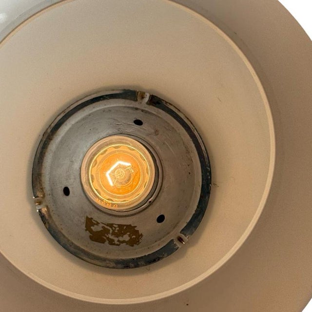 Space Age Mushroom Table Lamp in White with Satin Glass Shade and Metal Base For Sale - Image 3 of 8