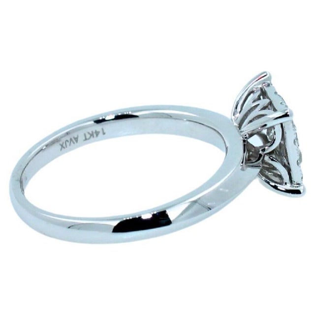 0.50 Carats Diamond Square Halo Round Pave Engagement Cocktail White Gold Ring 2, Size 7 For Sale - Image 4 of 9