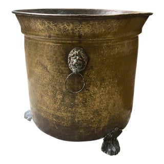 Brass Footed Lions Head Planter For Sale