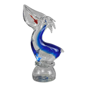 Mid-Century Coastal Pelican Italian Art Glass Sculpture