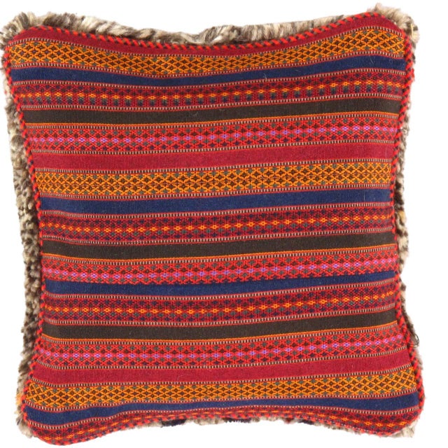 This Gabbeh pillow is made of high-quality LAMBS WOOL The piece was crafted with good workmanship. Gabbeh rugs are made by...