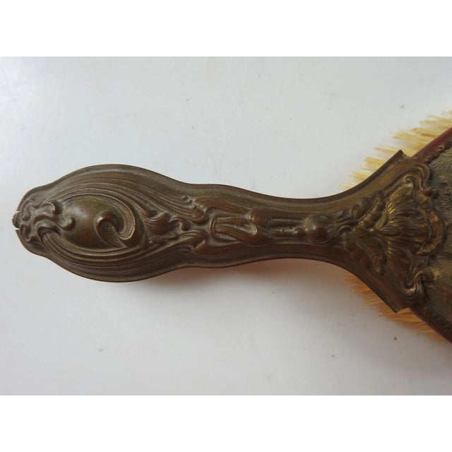 Shabby Chic Antique Brass & Gutta Percha Brush With Arabian Horse For Sale - Image 3 of 6