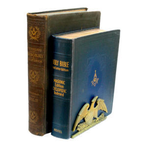 1898 California Freemasonry & 1951 Masonic Bible Vintage Gilt-Edge Oversized Book Bundle