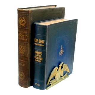 2– Oversized Gilt-Edge 1898 California Freemasonry & 1951 Masonic Bible – Bundle For Sale