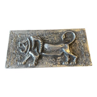1970s Pewter Box With Lion For Sale