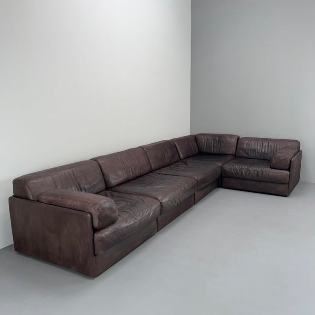 Large DS76 Modular Sofa in Brown Leather from de Sede, Switzerland, 1970s, Set of 5 For Sale - Image 14 of 18