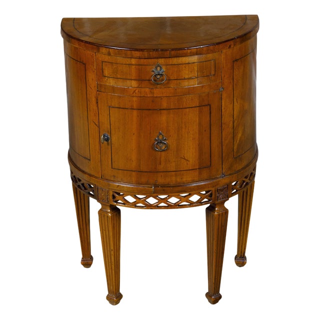 Walnut 19th Century Italian Demi-Lune Table with Banding and Fluted Legs For Sale