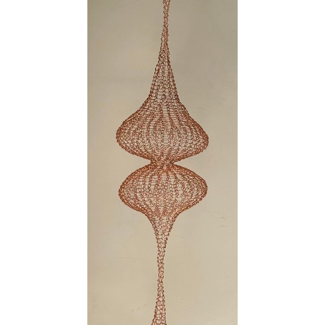 Mid-Century Modern Handmade Copper Wire Sculpture Inspired by the Hand Woven Technique of Ruth Asawa #15 For Sale - Image 3 of 4