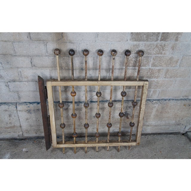 Vintage Victorian Ball & Stick Oak Fence Gate Door Architectural Salvage For Sale - Image 10 of 11