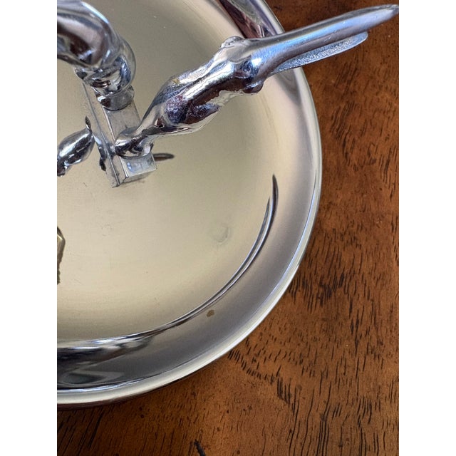 Metal Restoration Hardware Silver Crane Ashtray with Cigarette Holder For Sale - Image 7 of 12