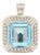 Slane Large Square Blue Topaz Enhancer, Sterling Silver, Length 1.5 In For Sale