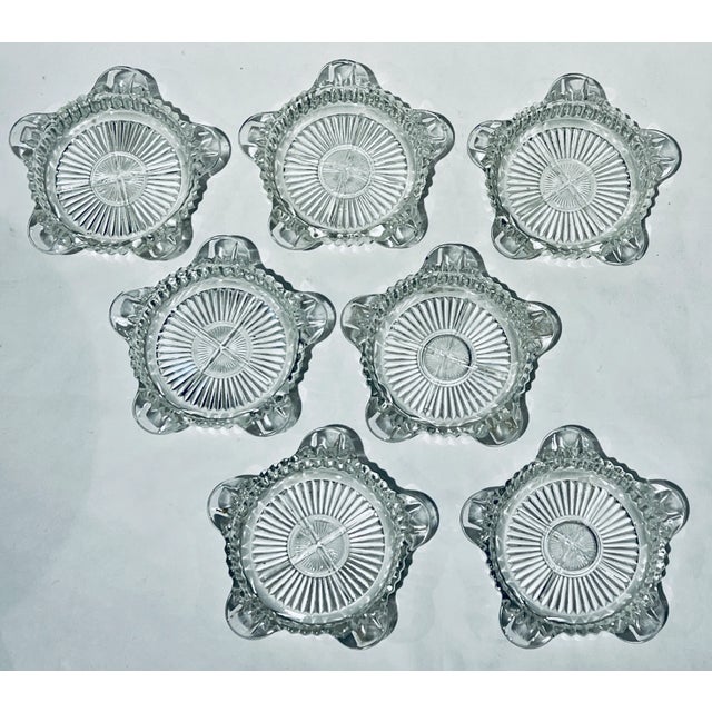 Set of 7 Vintage Anchor Hocking Queen Mary Clear Depression Glass Coasters / Trinket Dishes A beautiful set of seven...