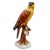 Vintage pair of Italian glazed ceramic birds of prey, likely falcons or hawks, hand-painted in rich, warm tones of burnt...