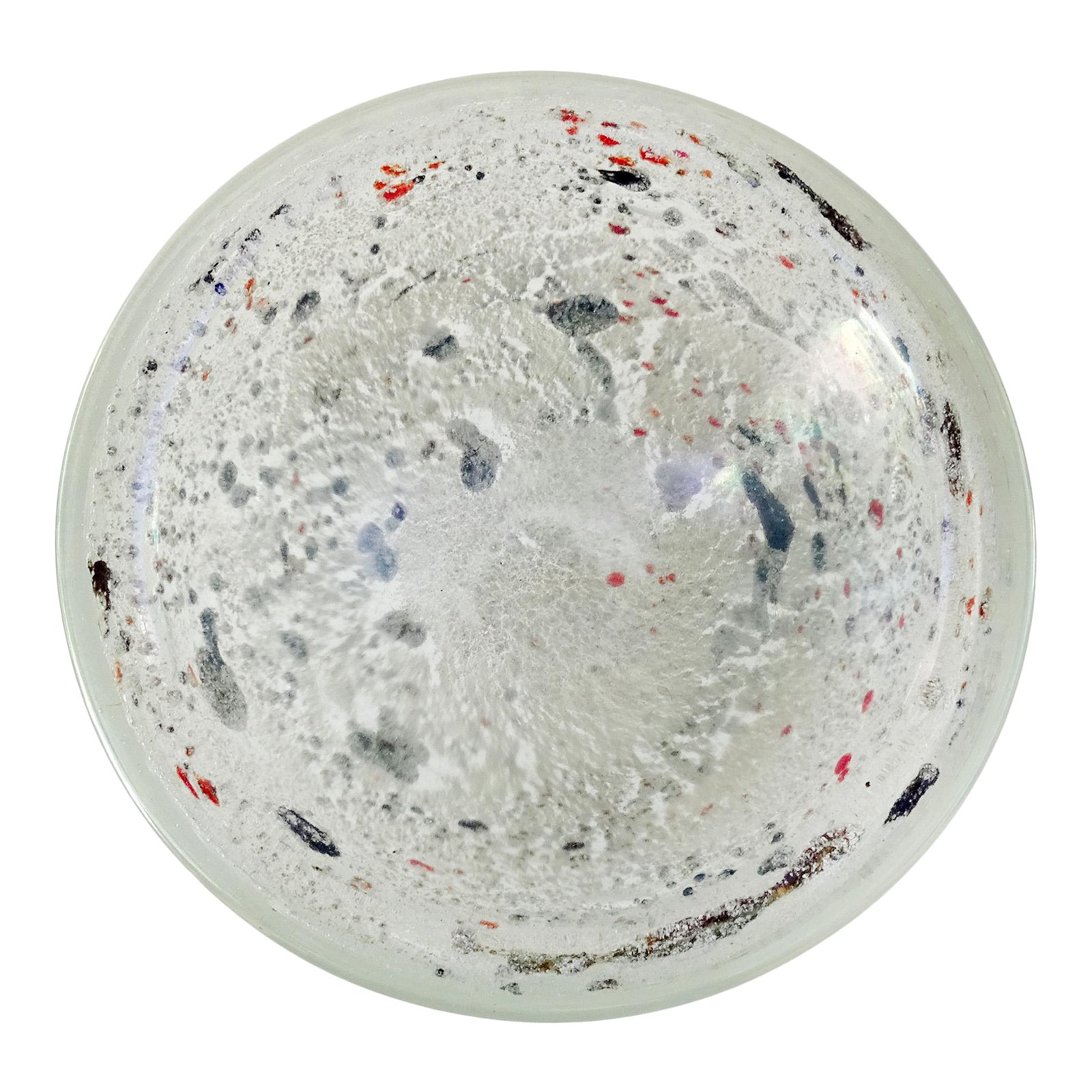 Dino Martens Murano 1950s Iridescent White Gray Italian Art Glass