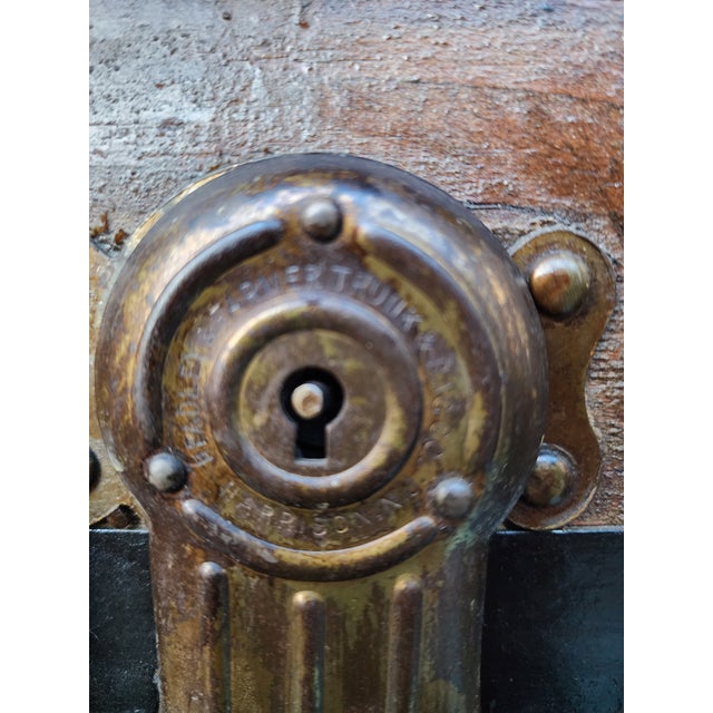 Antique Flat-Top Steamer Trunk With Original Excelsior Lock | Circa 1895–1915 For Sale - Image 14 of 18