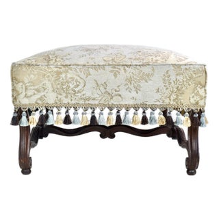Antique French Ottoman, Os De Mouton, Hand-Carved Oak, Louis XIV Style For Sale