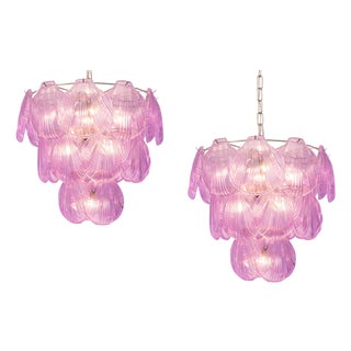 Pink Shell Murano Glass Chandelier, 2000s, Set of 2 For Sale