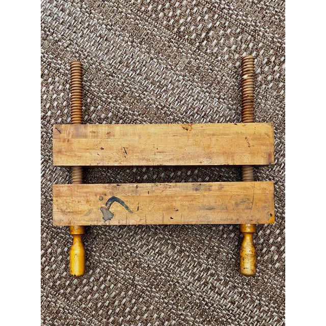 Vintage professional bookbinding thick block finishing press, with turned handles. A crucial piece of equipment for book...
